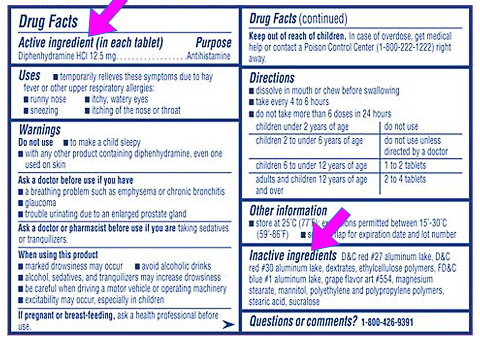 ScriptSave WellRx - benadryl label image